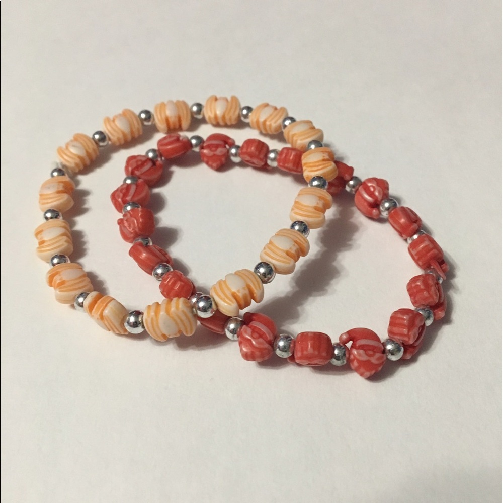 Fun Summer Red and Orange Bracelets